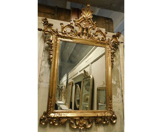 specc362 - specchiera in legno dorato, misura cm l 100 x h 141 
