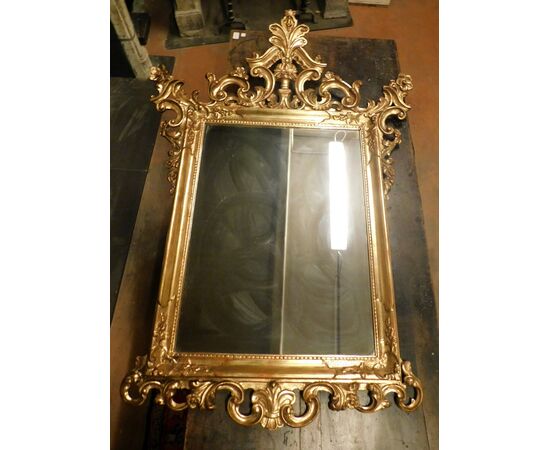  specc362 - specchiera in legno dorato, misura cm l 100 x h 141 
