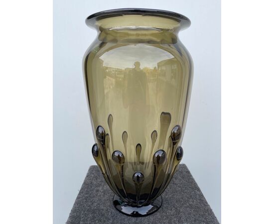 Grande vaso in vetro con applicazioni a gocce.Pauly & C ( disegno Vittorio Zecchin).Murano.
