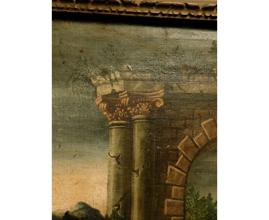 pan289 - oil painting on canvas with frame, 17th century, from Piedmont, size cm l 150 xh 95 x th. 7 cm     