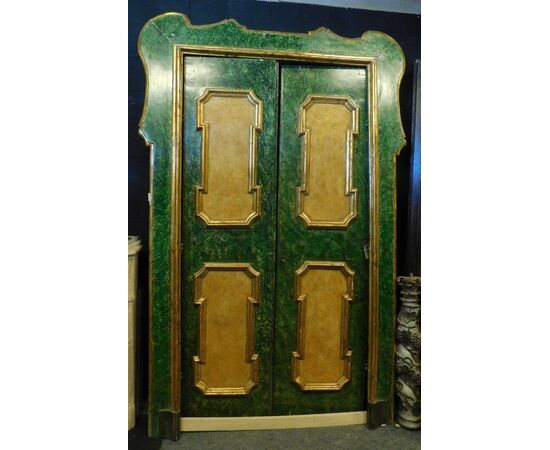ptl149 pair of lacquered doors, faux marble, ep. &#39;700     