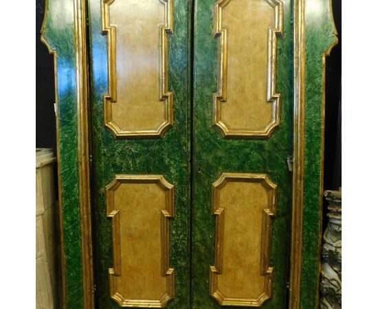ptl149 coppia di porte laccate, finto marmo, ep. '700