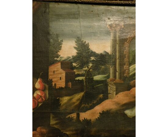 pan289 - dipinto olio su tela con cornice, XVII secolo, provenienza Piemonte, misura cm l 150 x h 95 x sp. 7 cm