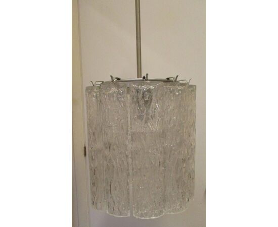 Lampadario tubi vetro vintage modernariato - tipo murano - anni 50 60 venini