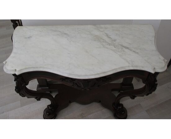 Console in walnut Louis Philippe marble top - period 1850 - console - buffet     
