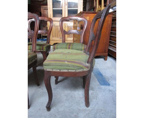 Group of six chairs luigi filippo walnut 1860 ca - to be restored     