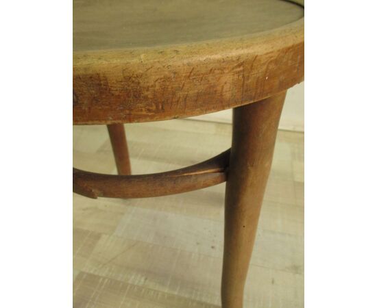 Thonet style wooden stool with wooden seat - chair - pouff - early 900     