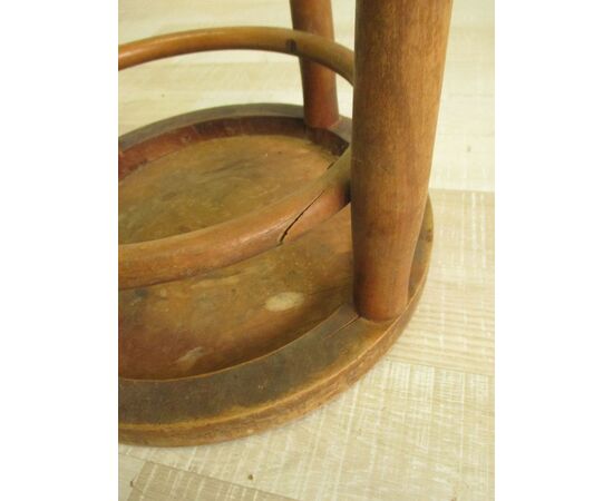 Thonet style wooden stool with wooden seat - chair - pouff - early 900     