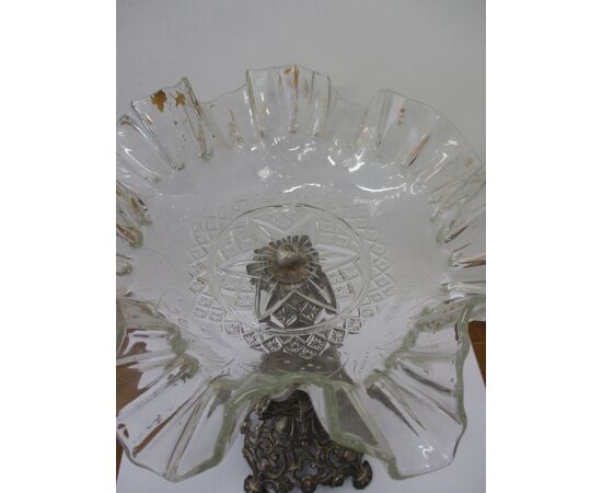 Silver centerpiece stand with putto - blown glass - vase - statue - 900     