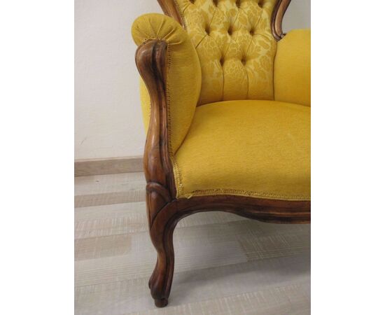 Louis Philippe armchair in solid walnut - small armchair - half of the 19th century.     