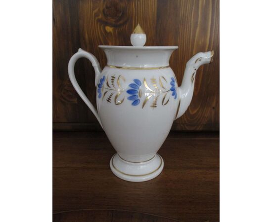 Pure gold empire teapot with 800 vintage blue floral decorations - perfect!     