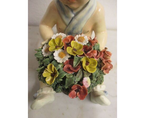 Statuina bimbo con fiori - firmata Arturo Pannunzio - anni 30 - 40 - bellissima!