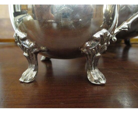Teapot set, sugar bowl, silvered jug - silver plated - sheffield - &#39;900     