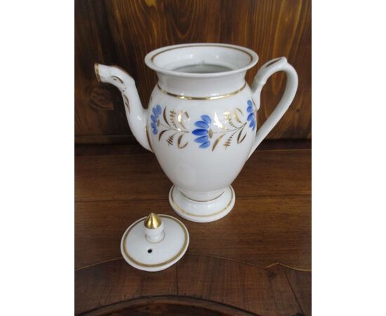 Pure gold empire teapot with 800 vintage blue floral decorations - perfect!     