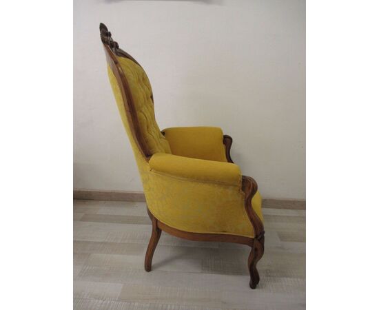 Louis Philippe armchair in solid walnut - small armchair - half of the 19th century.     