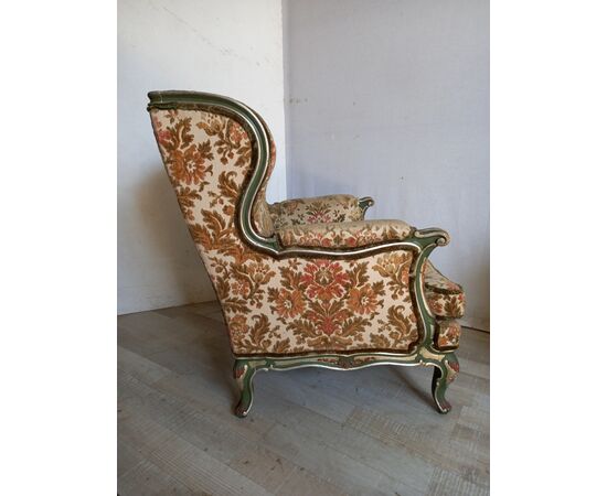 Elegant lacquered and painted Venetian armchair - Louis XV style - baroque 900     