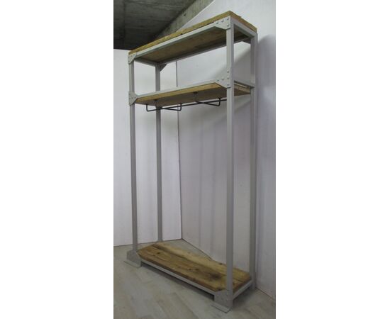 Open wardrobe / iron and wood shelving - industrial - industrial style     