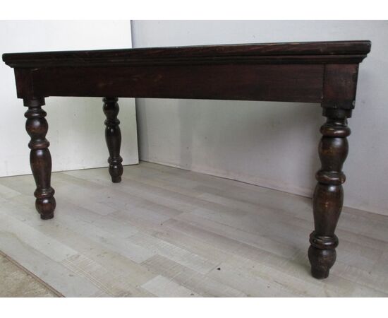 Rustic table in walnut-stained larch - desk - pine desk - late 19th century     
