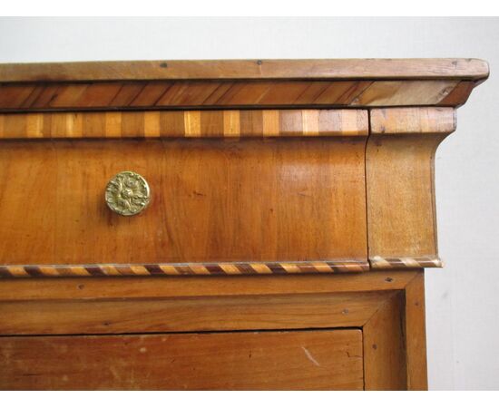 Inlaid walnut Carlo X chest of drawers - first half of 800 - chest of drawers.     