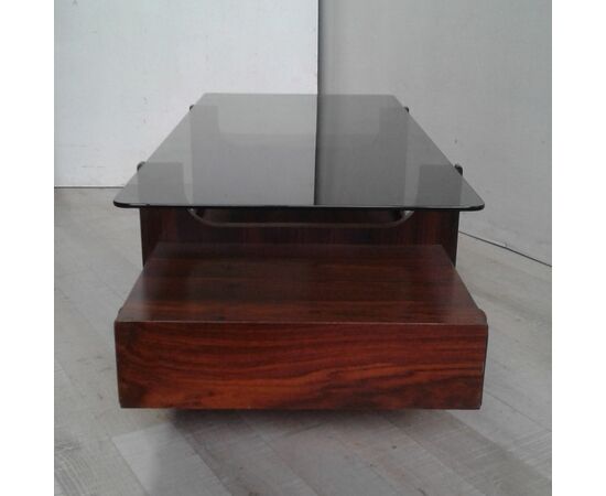 Vintage teak coffee table with glass top - modern - 1960s 70s - living room - beautiful!     