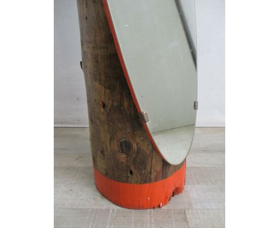 Vintage floor mirror - modern antiques - made from trunk - 50s and 60s     