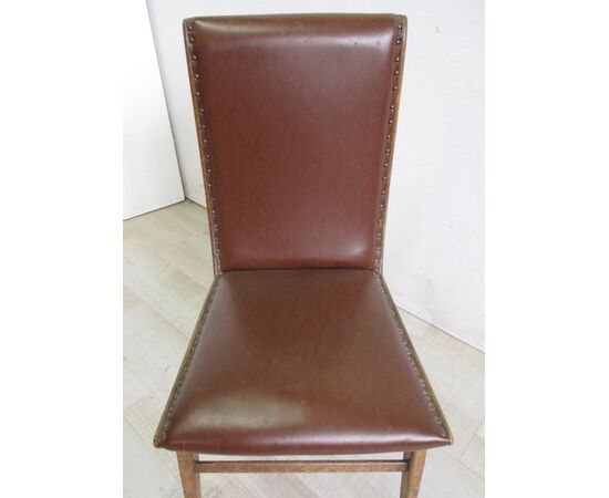 Vintage 50s-60s chair in beech with eco-leather backrest seat - modern antiques     