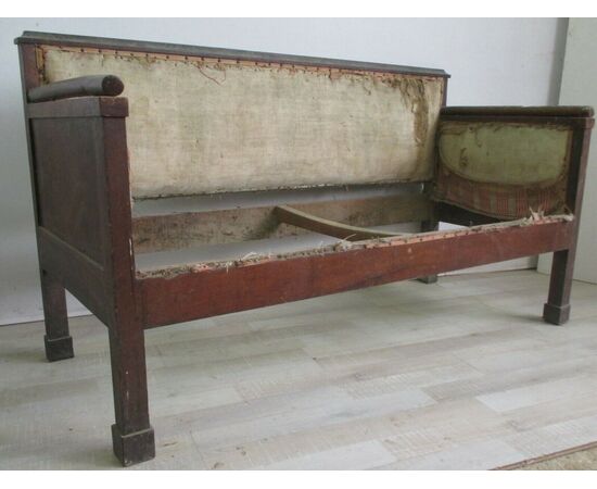 Divano impero in noce - piedi a plinto - primi 800 - sofà divanetto - da restaurare -  bellissimo!!!