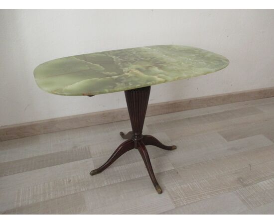 English mahogany coffee table with onyx top - modern vintage - 1950s     