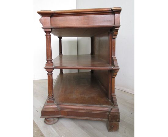 Umbertine console in walnut - late 19th century - etagere console with buffet shelving     