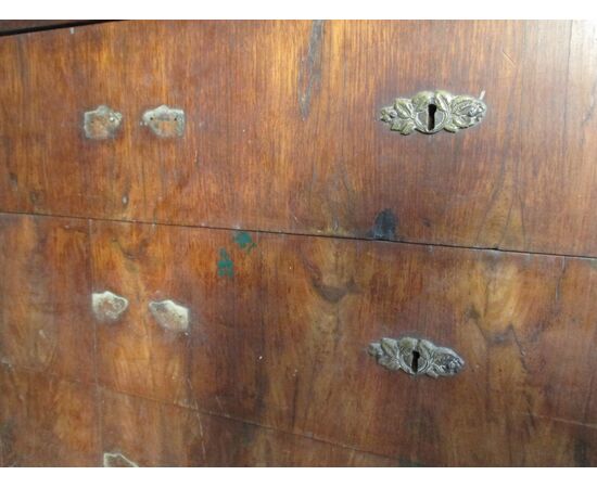 Genoese chest of drawers in walnut with marble top - late 19th century - chest of drawers     