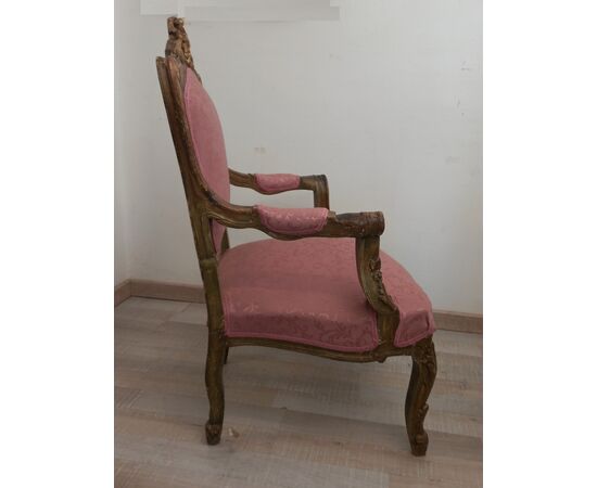 Louis XV lacquered and gilded armchair - eighteenth century - 700 - small armchair - pair available!     
