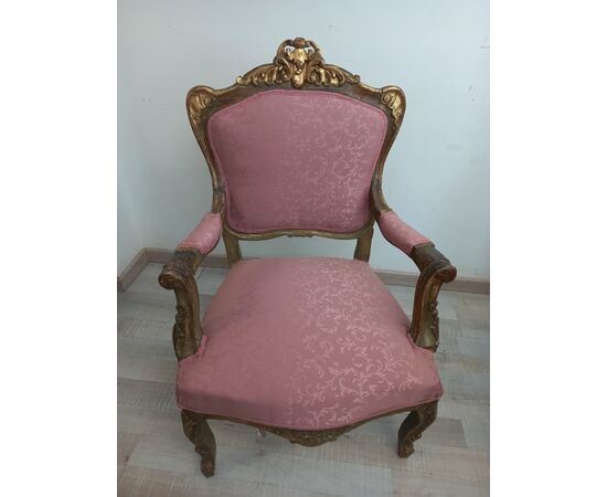 Louis XV lacquered and gilded armchair - eighteenth century - 700 - small armchair - pair available!     