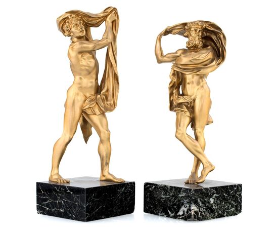 Due sculture in bronzo dorato XIX secolo