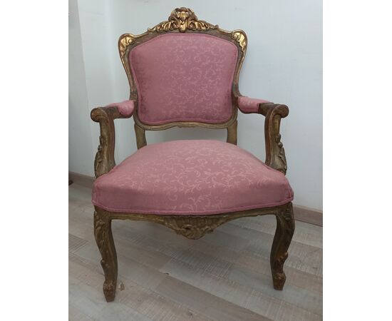 Louis XV lacquered and gilded armchair - eighteenth century - 700 - small armchair - pair available!     