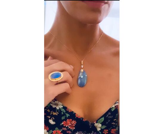 Anello Oceani con opale blu australiano