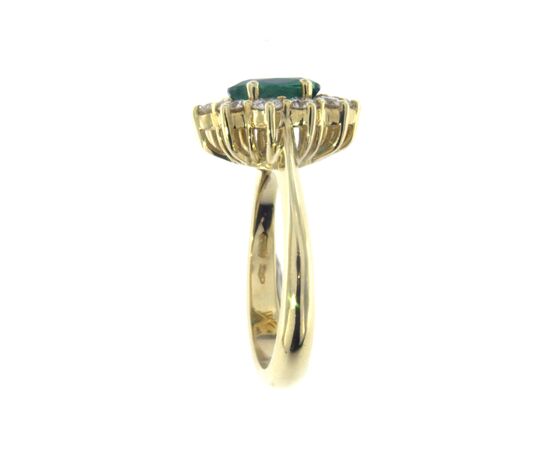 Anello Margherita con smeraldo e diamanti