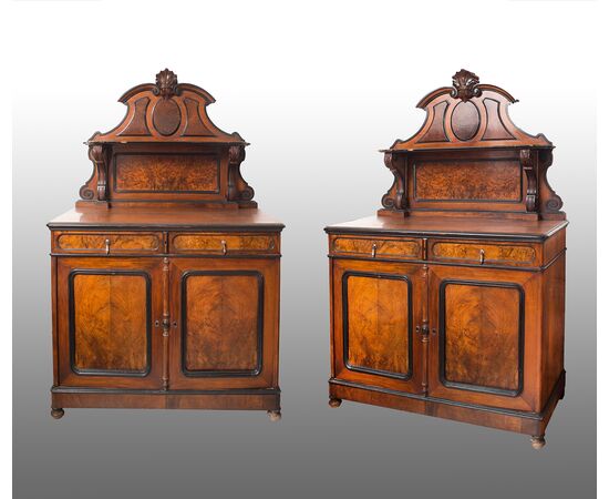 Pair of antique Louis Philippe French plate racks in briar walnut.19th century period.     