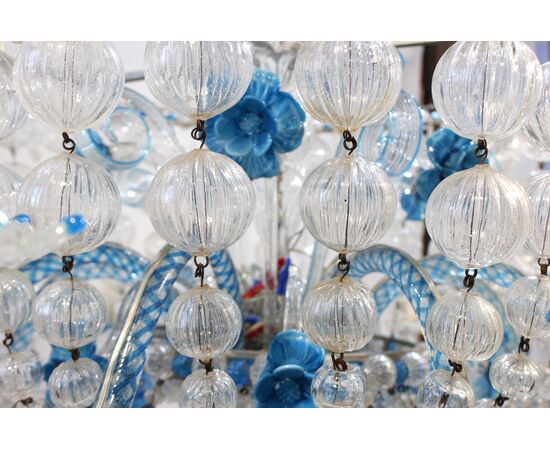 Antico grande lampadario vetro soffiato Murano