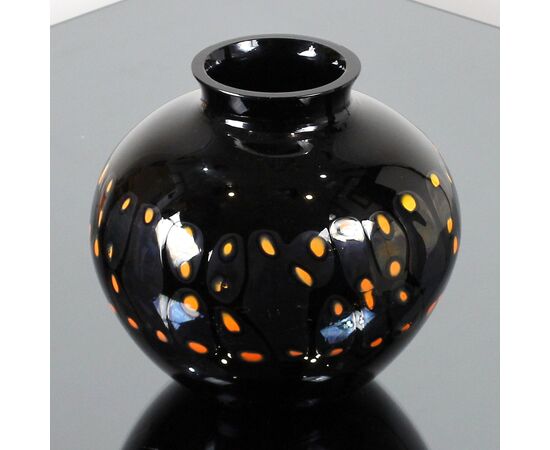 Pair of vintage Murano glass vases murrine Alfredo Barbini 60s     