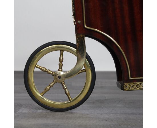 Aldo Tura, magazine rack with 40s mahogany design wheel     