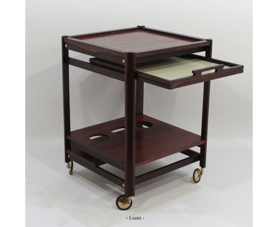 Vintage 60&#39;s food trolley rosewood removable tray     