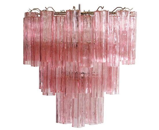 Tronchi Chandelier Style Toni Zuccheri, 48 Pink Glasses, Murano, 1990