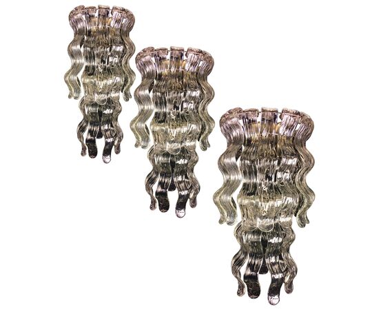 Trio of Chandeliers by Barovier & Toso, Murano, 1970s