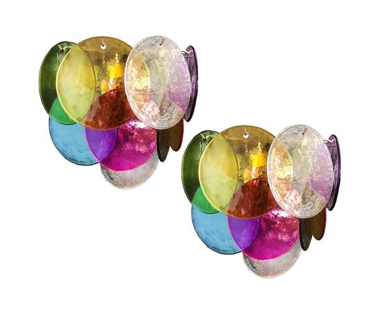 Pair of Disc Sconces Multi-Color, Murano, 1970s