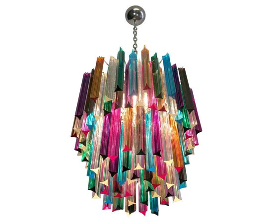 Italian Chandelier Multi-Color Triedri, Murano, 1970s