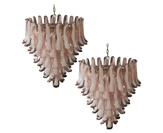 Pair of Italian Petal Chandeliers, Murano