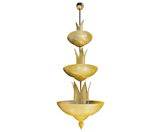 Amazing Murano Chandelier with Gold Inclusions, 1990s
