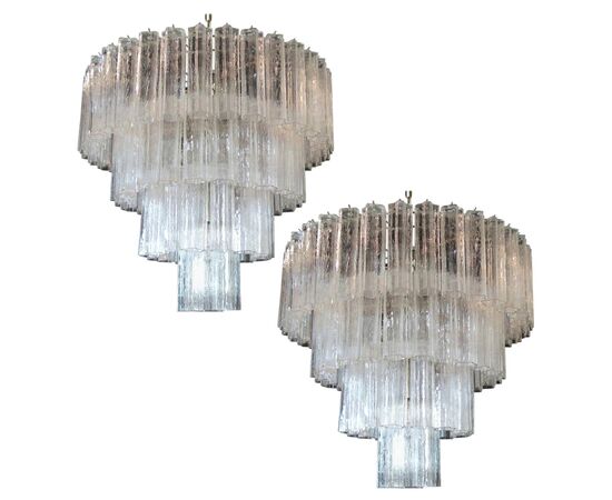 Pair of Murano Glass Chandeliers in the of Style Toni Zuccheri for Venini