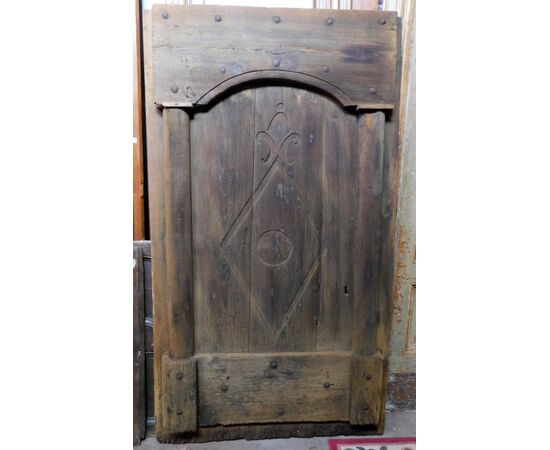 ptcr431 - rustic door with inlays, cm l 113 xh 197     