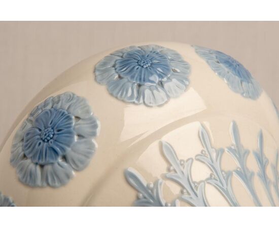 Vaso in ceramica bianco ed azzurro - O/830 -